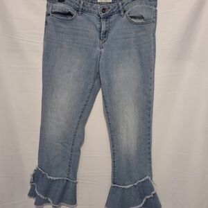 Jessica Simpson Light Blue Ruffle-Hem Wide Leg Jeans